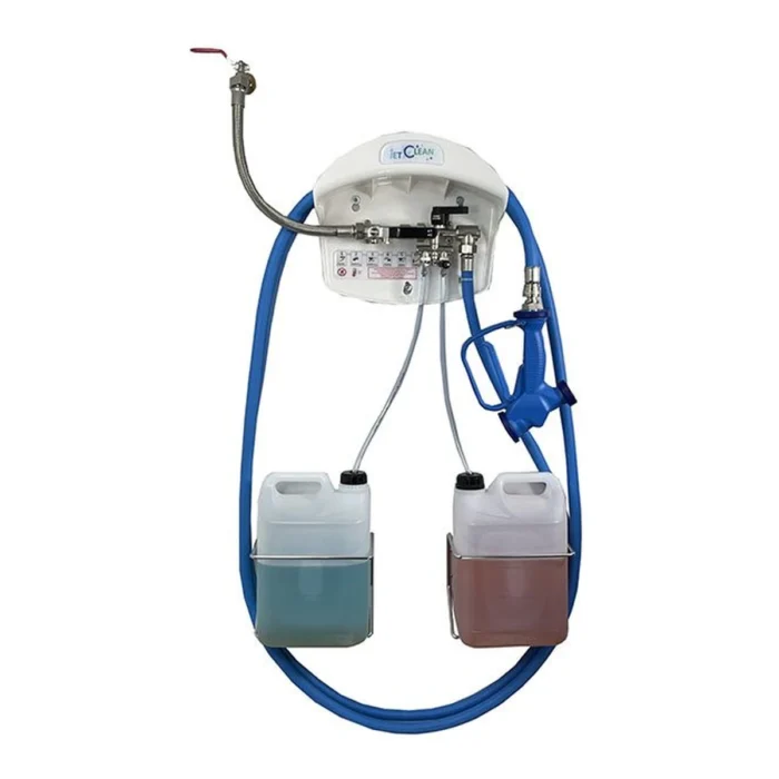 POSTE JETCLEAN - 2 PRODUITS - SUPPORT BIDON 5L - PISTOLET PLASTIQUE - TUYAU 10M