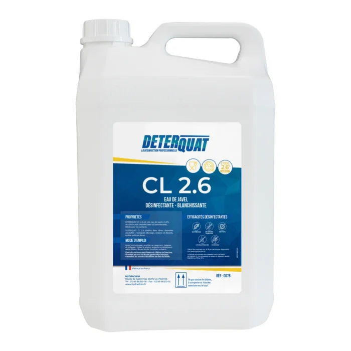 DETERQUAT - 0078 - EAU DE JAVEL CONCENTREE 2,6% - 5L (4X5L)