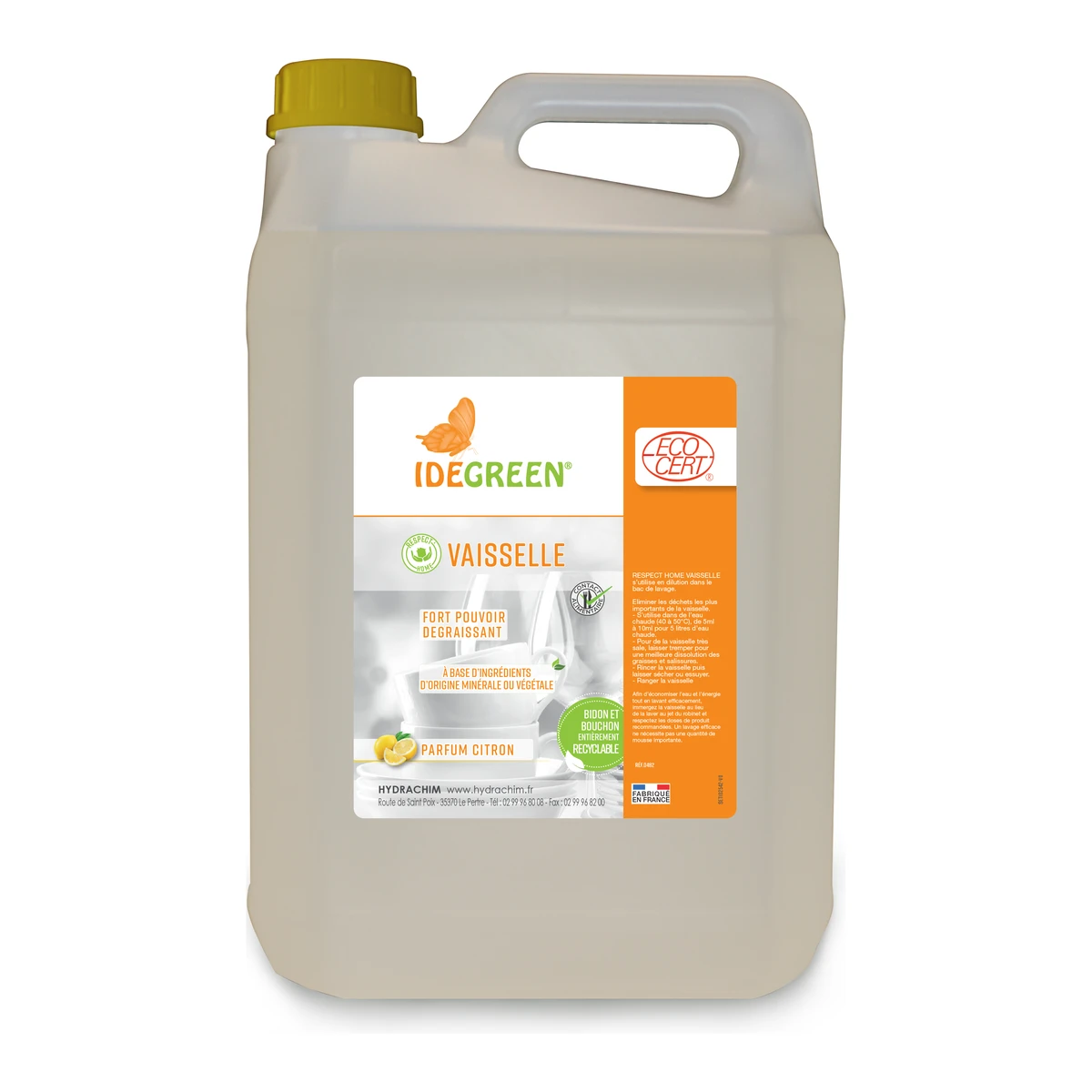 IDEGREEN - GP - RESPECT'HOME VAISSELLE - ECODETERGENT ECOCERT - 2X5L (REMPLACE 002186001)