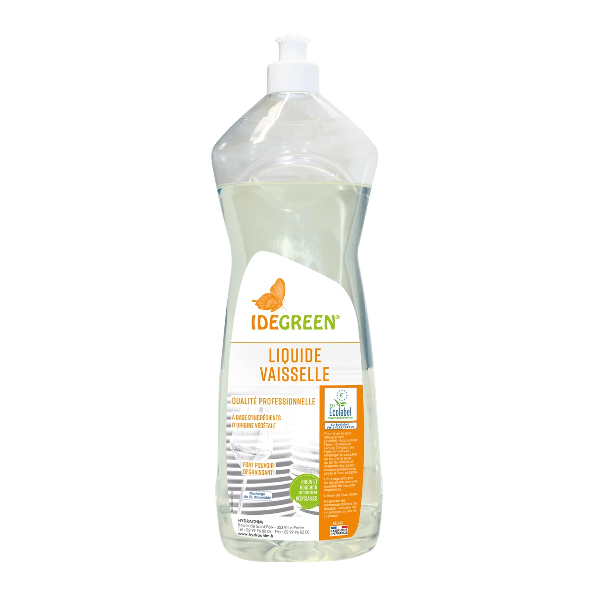 IDEGREEN - 0490 - LIQUIDE VAISSELLE ECOLABEL - 12X1L (PUSH PULL) (REMPLACE 002180401)
