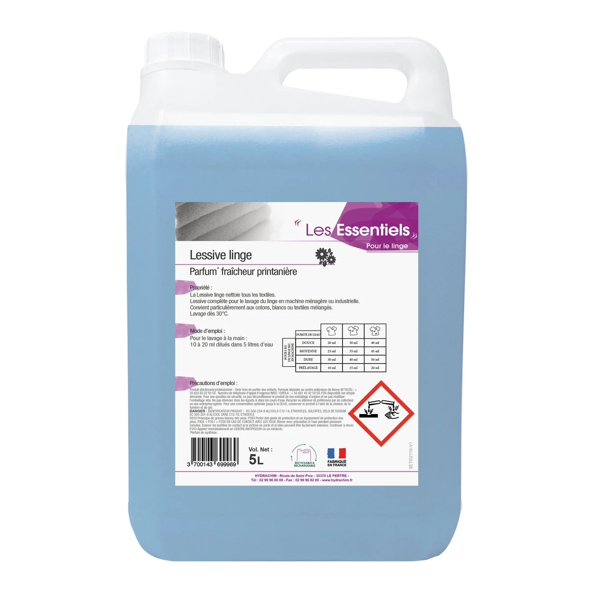 LES ESSENTIELS - LESSIVE LINGE LIQUIDE - PARFUM FRAICHEUR PRINTANIÈRE - 5L (4X5L)