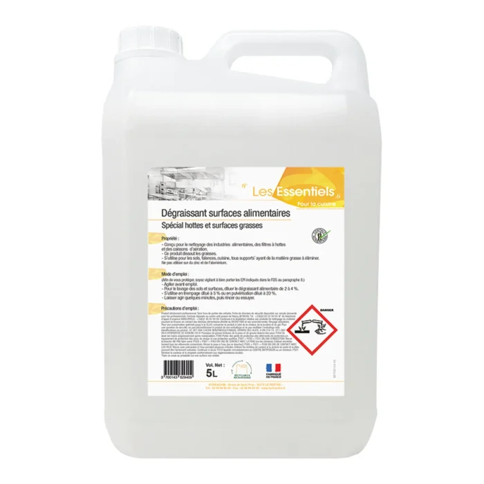 LES ESSENTIELS - DÉGRAISSANT SURFACES ALIMENTAIRES - 5L (4X5L)