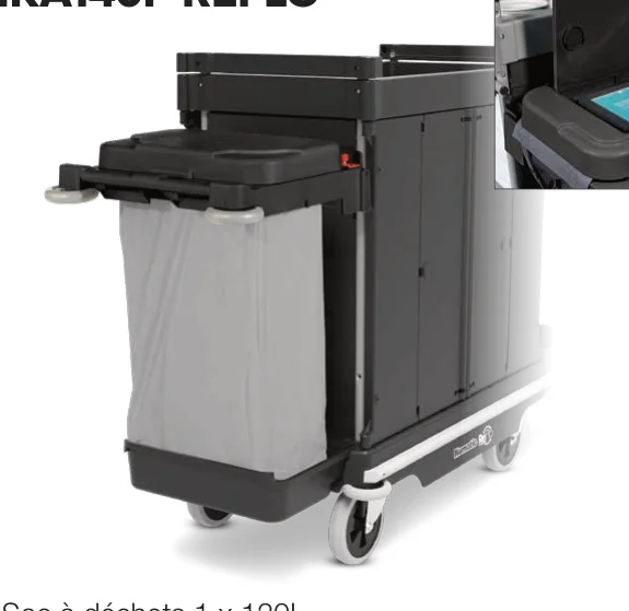 NKA 140P - KIT EXTENSION SAC À DÉCHETS 120L + COUVERCLE AVEC RANGEMENT TABLETTE
