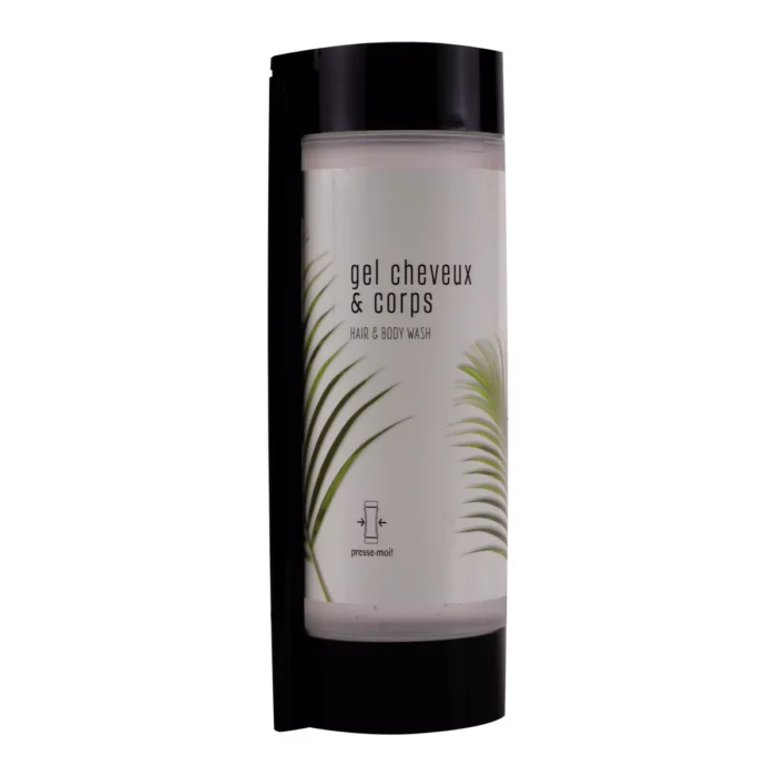 1 DISTRIBUTEUR MURAL PLASTIQUE NOIR GEL CORPS&CHEVEUX