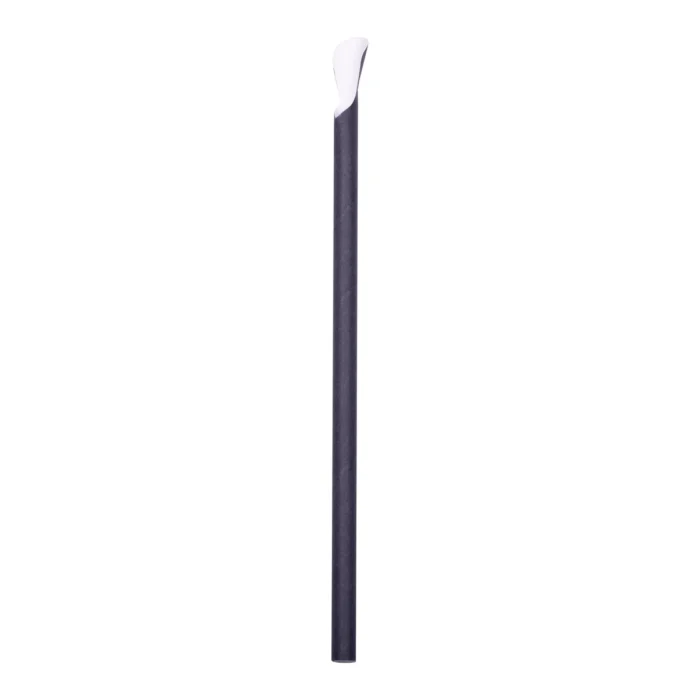 PAILLE PAPIER CUILLERE NOIR 8X200MM