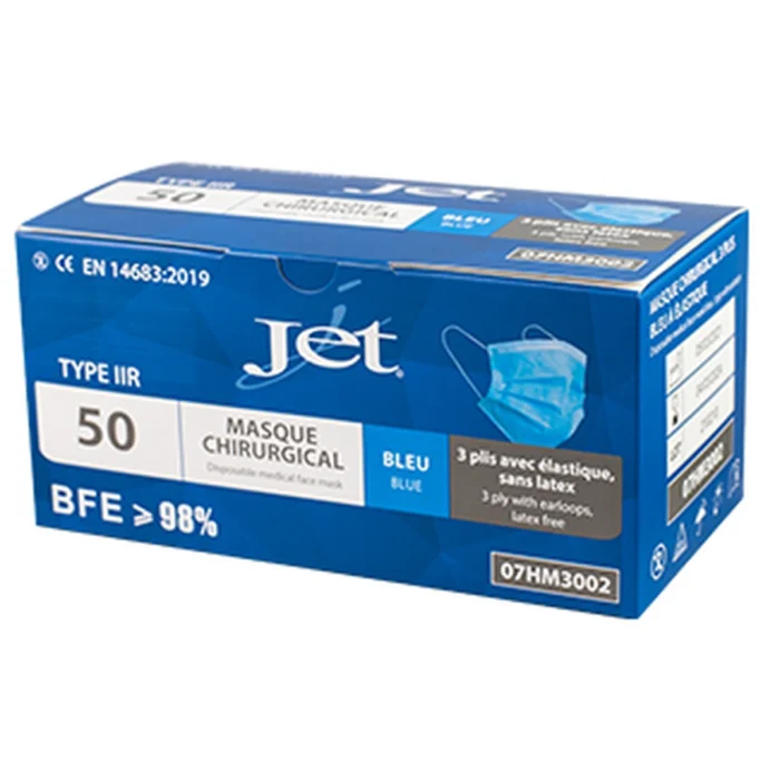 MASQUE DE PROCEDURE BLEU - 3 PLIS ELASTIQUES OREILLES